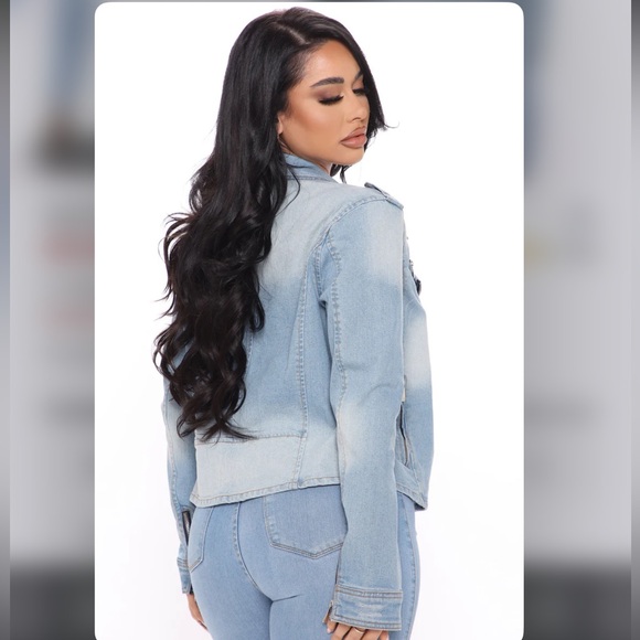 Edgy Gal Denim Moto Jacket - Picture 2 of 4